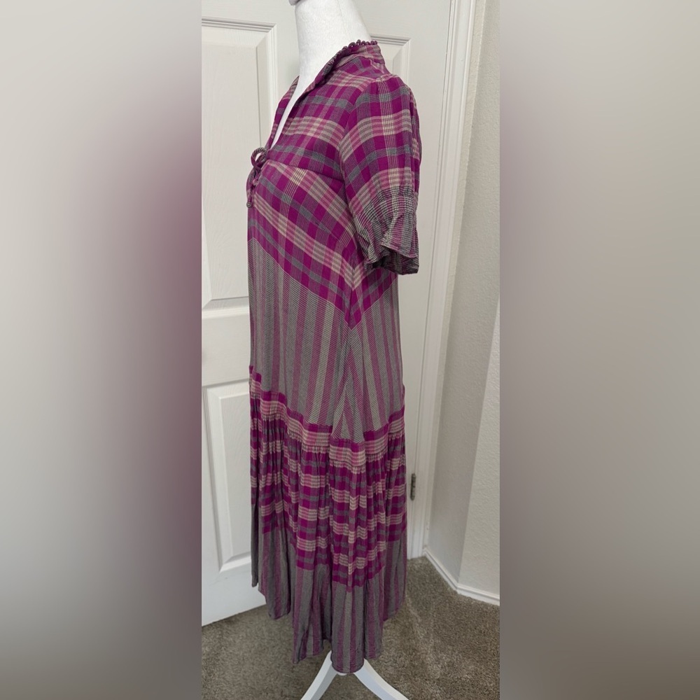 Apiece Apart Los Altos La India Plaid Short Sleeve Midi Dress Size 2 - Picture 7 of 15